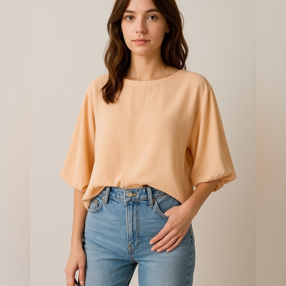 ZARA Blush Flowy Coquette Blouse – Soft Feminine Draped Top – Size Medium - Picture 1 of 5